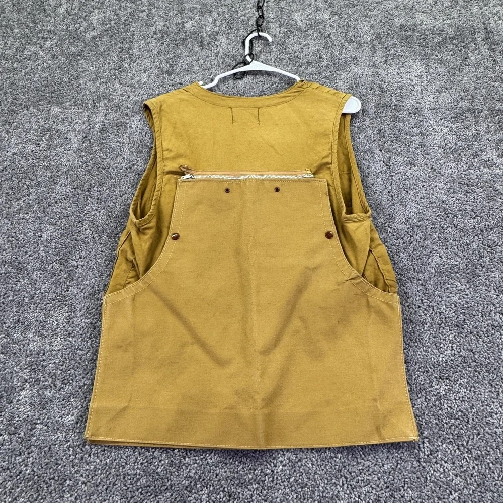 Vtg Saf-T-Bak Vest Mens Small Brown Canvas Hunting Game Pocket Water Repellent